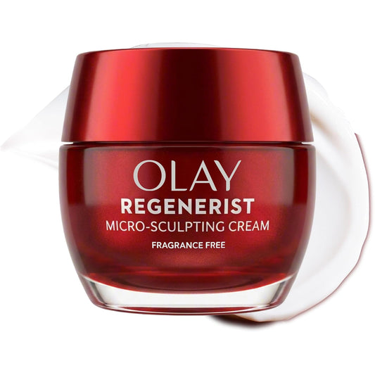 Olay Face Moisturizer, Regenerist Micro-Sculpting Cream for Women, Fragrance-Free - Anti-Aging, Anti-Wrinkle, Firming Skin Care - Triple Collagen Cream, Peptide, Hyaluronic Acid, Niacinamide, 1.7oz